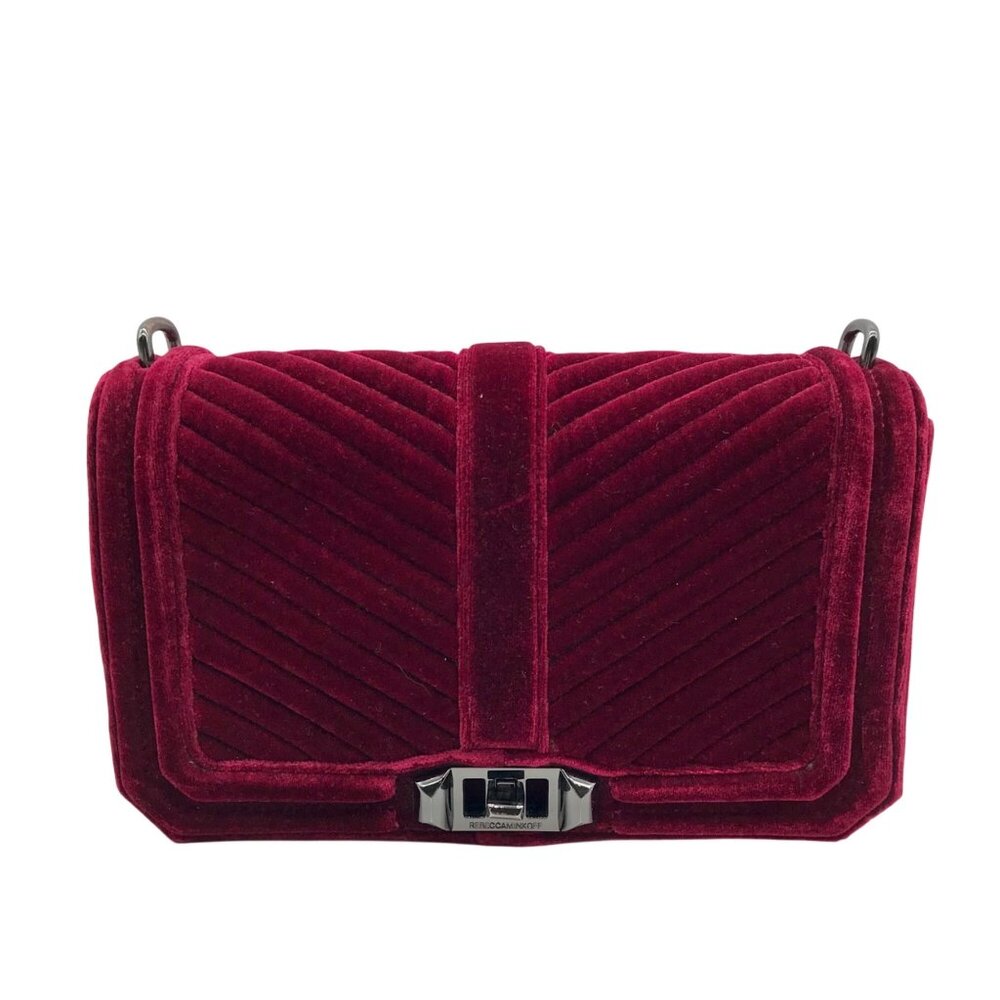 Rebecca Minkoff Red Quilted Velvet Chevron Crossbody Bag